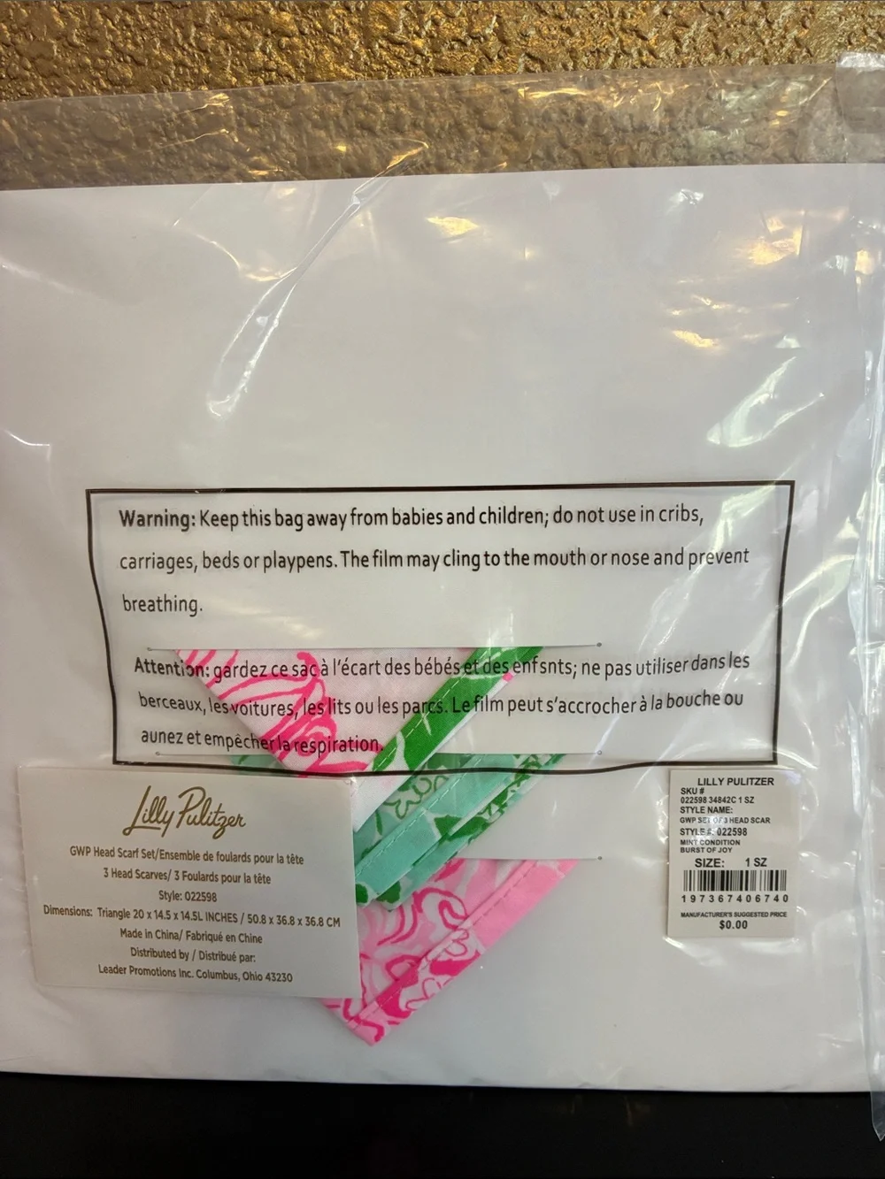 LILLY PULITZER SET OF 3 HEAD SCARVES NEW!! - Picture 2 of 5